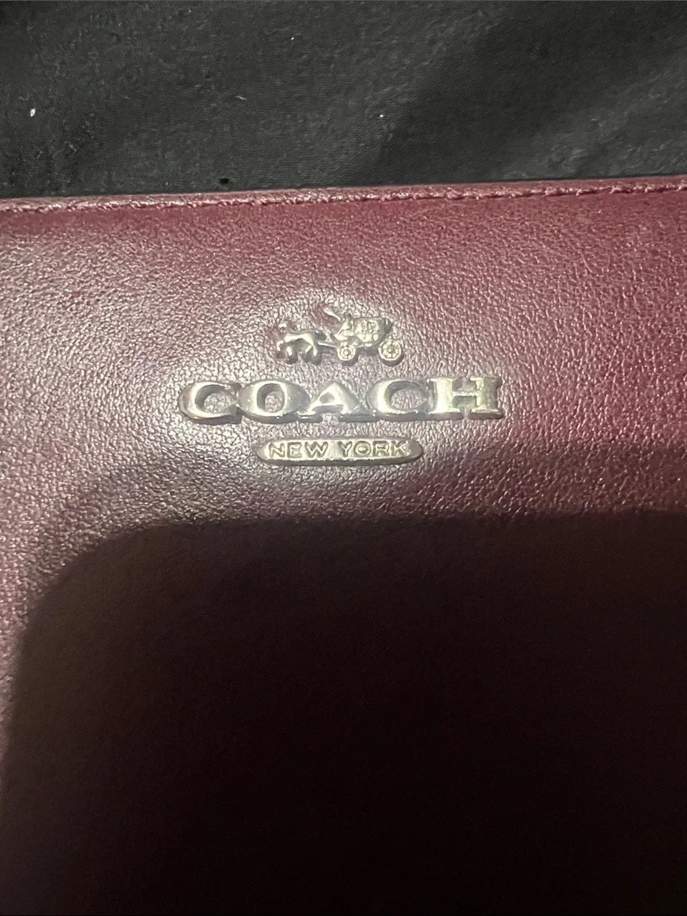 Coach Maroon Zip-Around Wristlet with Wrist Strap